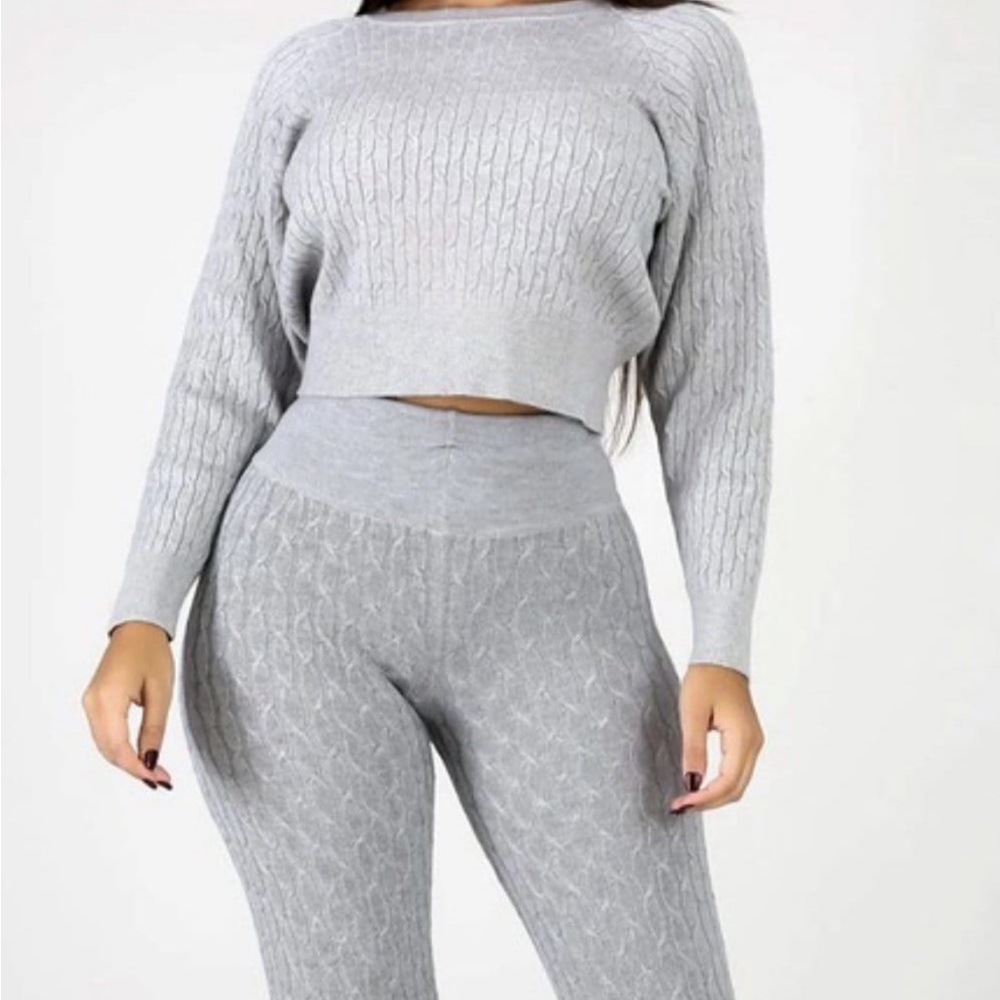 (Plus Size) Ribbed Sweater Pant Set - Picture 2 of 2